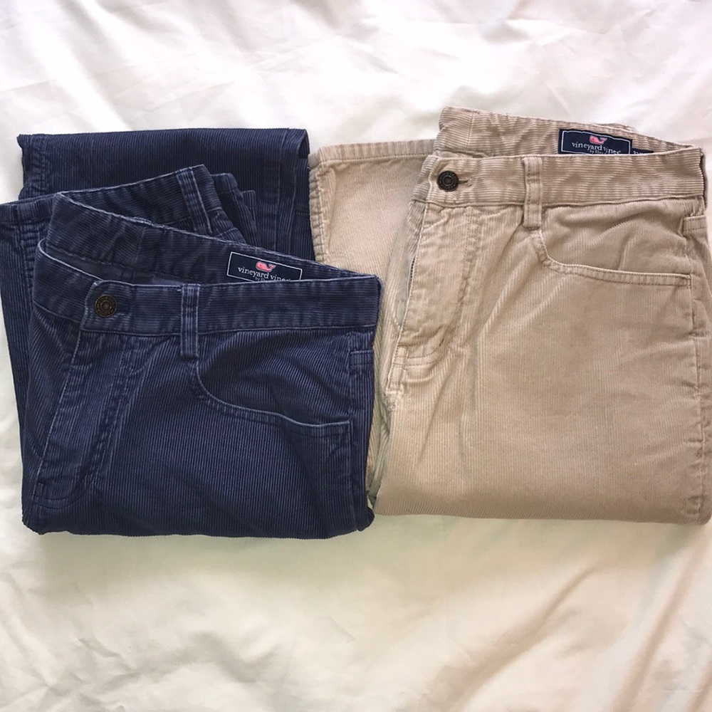 Indigo and Tan Corduroy Pants